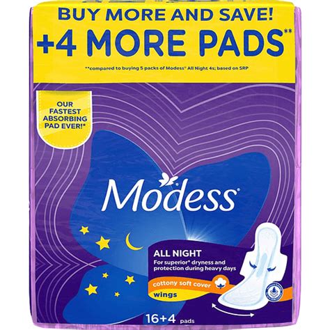 Modess All Night With Wings Sanitary Napkin 16s Free 4 Pads Shop