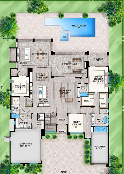 U Shaped House Plans With Courtyard Pool Floor Plans Concept Ideas