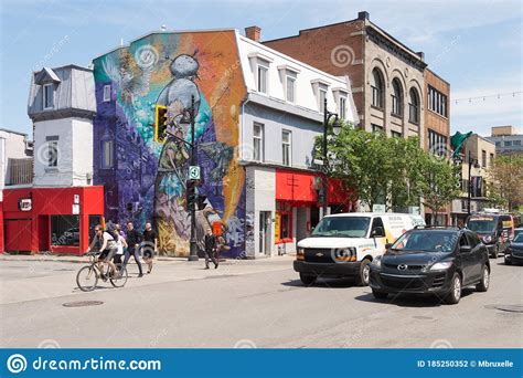 Graffiti Street Art Murals In Montreal Editorial Photography Image Of