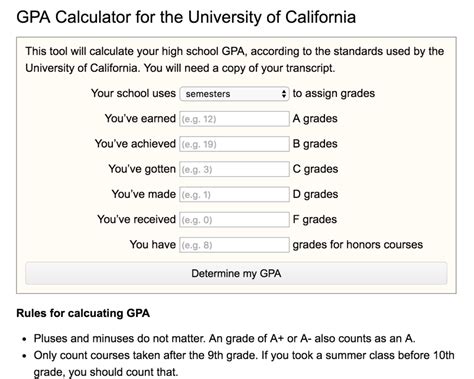 This calculator requires javascript and assumes that the credits of all your classes are equally weighted. GPA Calculator for the University of California - RogerHub