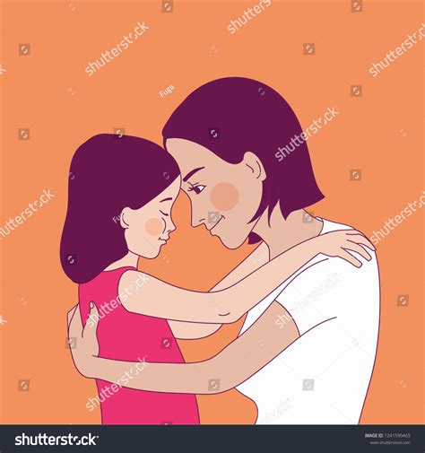 Mother Daughter Warmly Embracing Mother Comforting Stock Vector