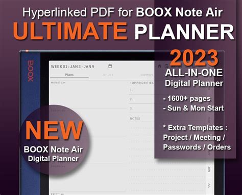 Boox Note Air Templates 2023 Digital Planner All In One Etsy Uk