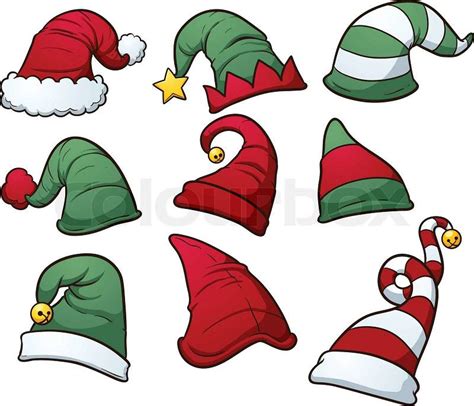 Christmas Hats Clip Art Vector Cartoon Illustration With Simple