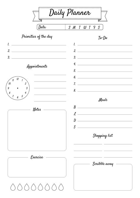 Daily planner with scribble away section | Daily planner printable, Daily planner, Daily planner 