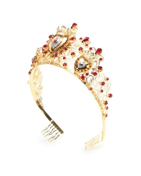Dolce And Gabbana Crystal Embellished Tiara In Metallic Lyst