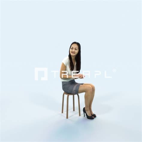 3d model passion 18a observing clapping east asian sitting casual woman vr ar low poly
