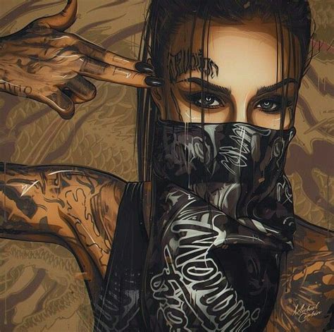 Bad Ass Bitch With Black Mask Hot Dope Kunst Sexy Kunst Arte Dope Dope Art Body Art Tattoos