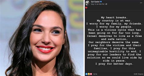 Hollywood Actress Gal Gadot Sends Support For Israel Prays For Peace