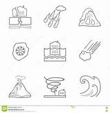 Disasters Contour Monochrome Icons Natural Vector Preview sketch template