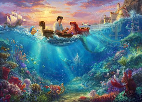Thomas Kinkade Disney Little Mermaid Falling In Love Giclee On Paper