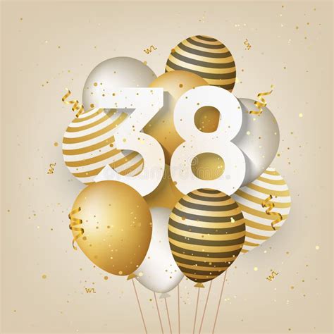 Happy 38th Birthday Balloons Greeting Card Background Stock Vector