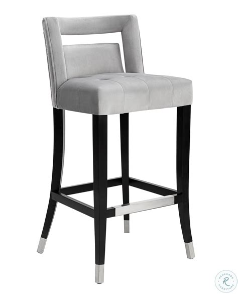 A variety of leather and steel grey barstools for your kitchen. Hart Grey Velvet Bar Stool in 2020 | Counter stools ...