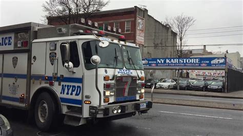 Nypd Emergency Service Squad Truck 7 Arriving To Fuel Up In East New