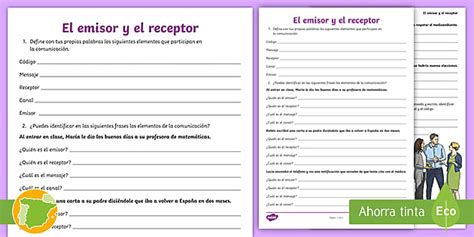 Ficha De Actividad Los Elementos De La Comunicación