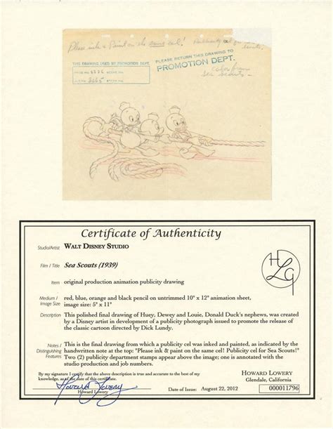 Disney Sea Scouts Fine Animation Publicity Drawing Of Huey Dewey