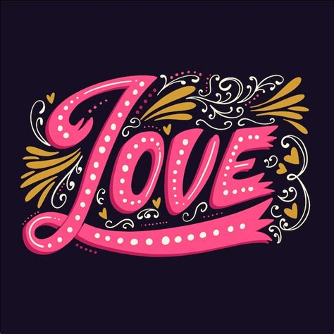 Free Vector Love Lettering In Vintage Style With Different Ornaments