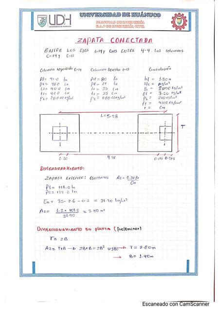 Calculo y Diseño de Zapata Conectada Apuntes de Ingenieria Civil uDocz