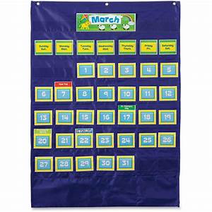 Carson Dellosa Blue Monthly Calendar Pocket Chart 43 Clear Pockets