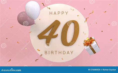 Elegant Greeting Celebration 40 Years Birthday Happy Birthday