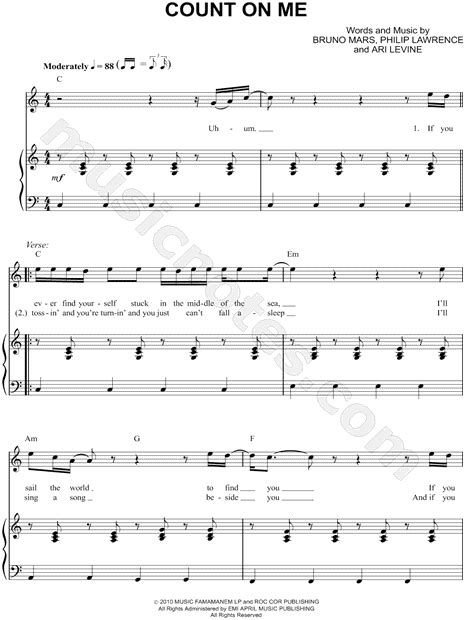 Bruno Mars Count On Me Guitar Chords Go Guitar Sheet Music