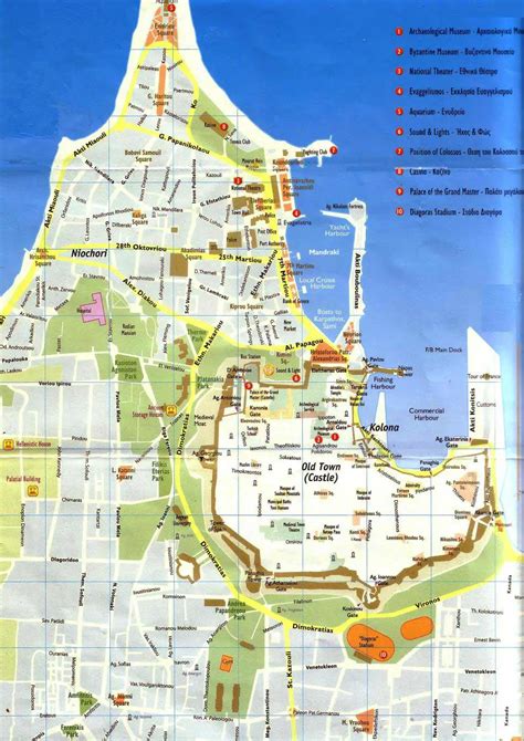 Gratis Rhodos Stadtplan mit Sehenswürdigkeiten zum Download