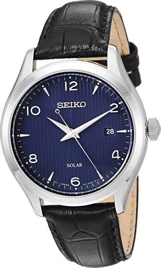 seiko men s dress stainless steel japanese quartz watch with leather calfskin strap black 20 5