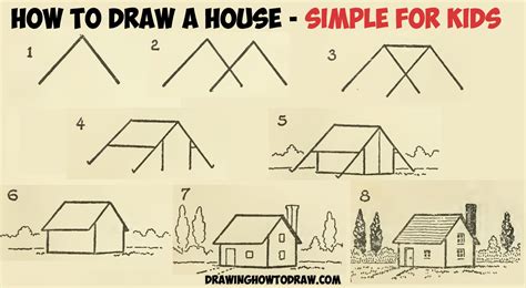 How To Draw A Simple House With Geometric Shapes Easy Step By Step