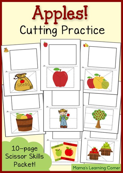 Cutting Practice Worksheets Apples Mamas Learning Corner