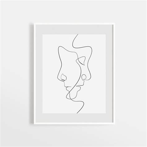 Minimal Face Line Art Print Minimalist Printable Wall Art Etsy