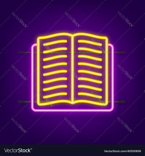 Neon Books Signs Night Bright Advertisement Vector Image