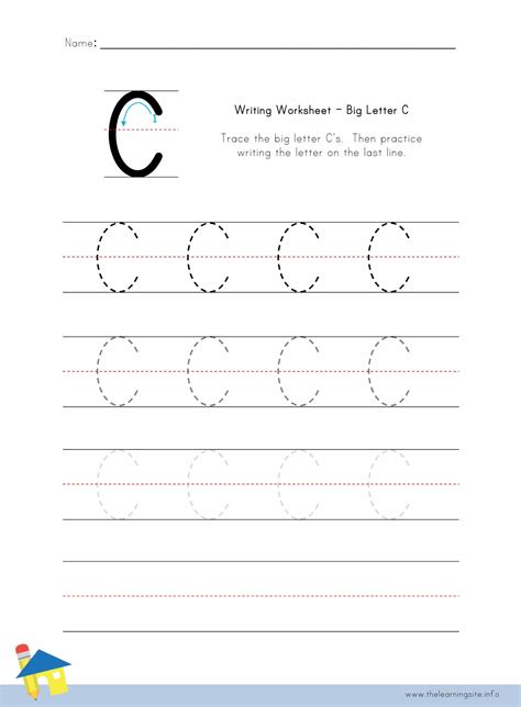 Big Letter C Writing Worksheet The Learning Site