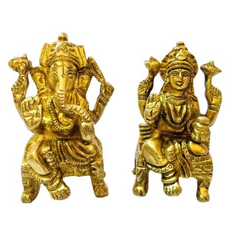 Buy Guru Jee Brass Idols Sitting Mata Laxmi Lord Ganesha Hindu God And