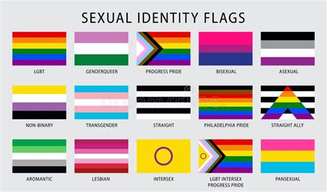 Lgbt Sexual Identity Pride Flags Collection Rainbow Lesbian Gay