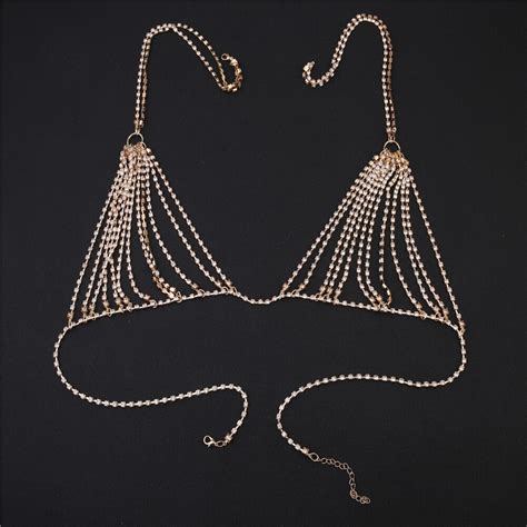 Women Body Chain Sexy Rhinestones Bra Chest Harness Belly Waist Bikini Beach Body Jewelry Body