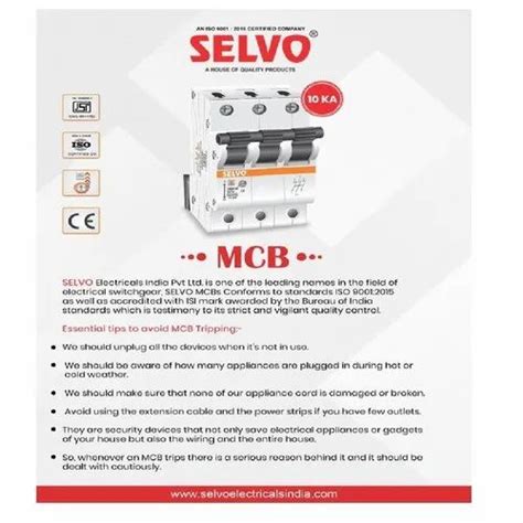 Selvo C 6a Double Pole Mcb At Rs 205piece Double Pole Mcb In Noida