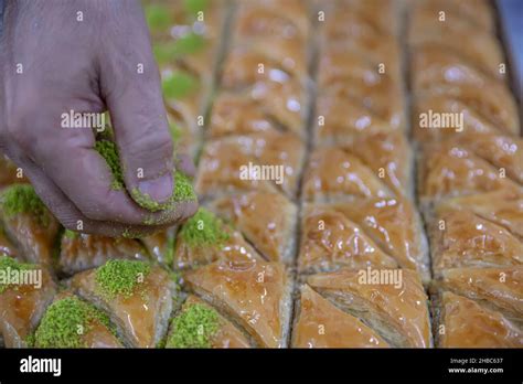 Images From The Making Of Pistachio Baklava The Chef Is Making A