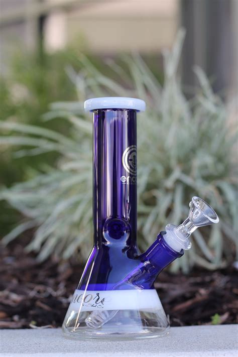Color Thick Square Lip And Stem Hookah Water Pipe Glass 8 Inch Tobacco