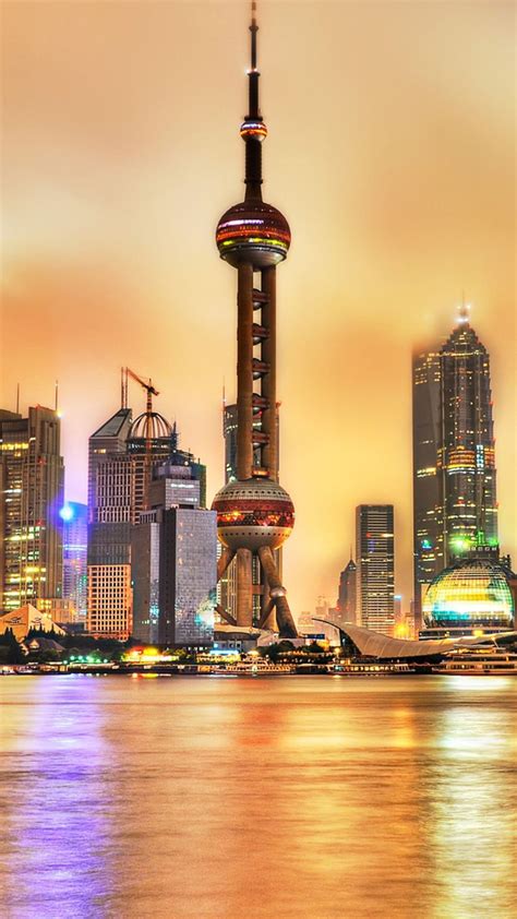 Download Wallpaper 1080x1920 Shanghai China Buildings Coast