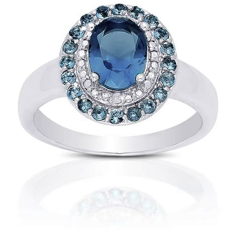 Dolce Giavonna Sterling Silver London Blue Topaz Diamond Accent Ring