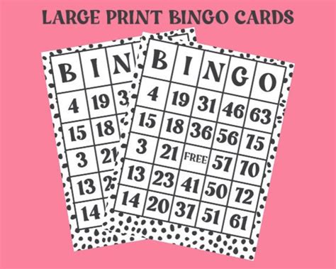 Spotted Dot Bingo Cards Large Print Bingo Cards Digital Etsy