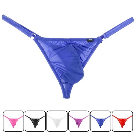 Thongs Underwear Low Waist Thong Gay Sexy Men Translucent Ice Silk G String Free Breathing Male