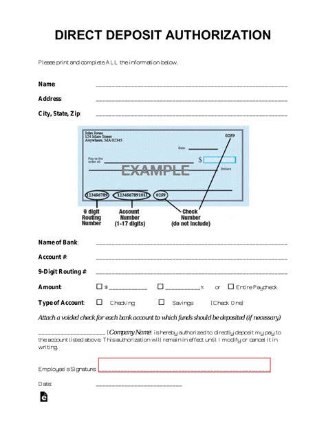 Free Direct Deposit Authorization Forms Pdf Word Eforms