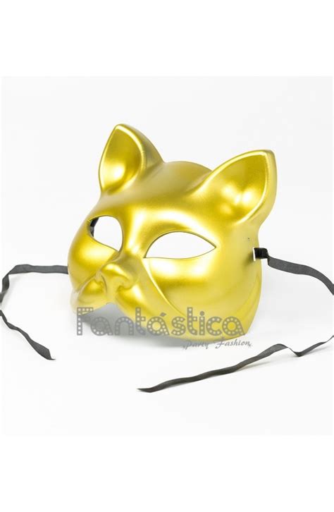 Antifaz Máscara De Gato Para Disfraz Color Dorado
