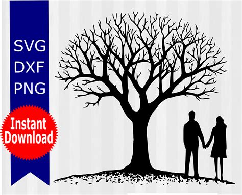 Beautiful vector design of a tree with couple holding hands. The svg and clipart bundle is great ...