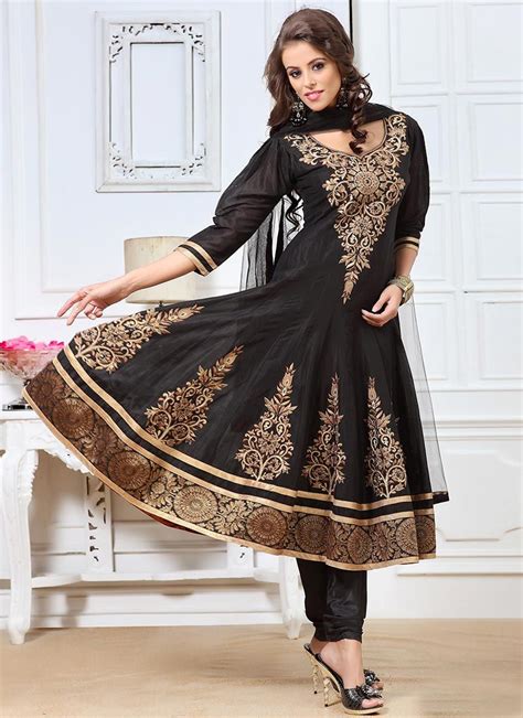 Black Resham Enhanced Kalidhar Suit Slsfd27965 Usd15600 Sale On Apr 2nd 2014 17700 Silk