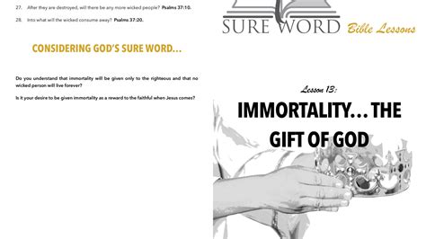 Lesson 13 Immortality The T Of God Sure Word Ministry