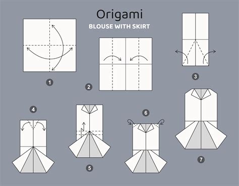 Blouse And Skirt Origami Scheme Tutorial Moving Model Origami For Kids