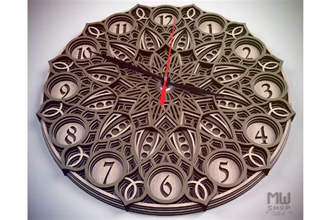 C28 Laser Cut Wall Clock Dxf Mandala Clock Wooden Clock 580093