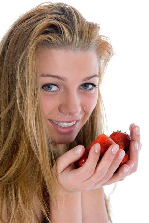 Beautiful Girl With Strawberry Stock Image Image Of Clean Pretty 5863071