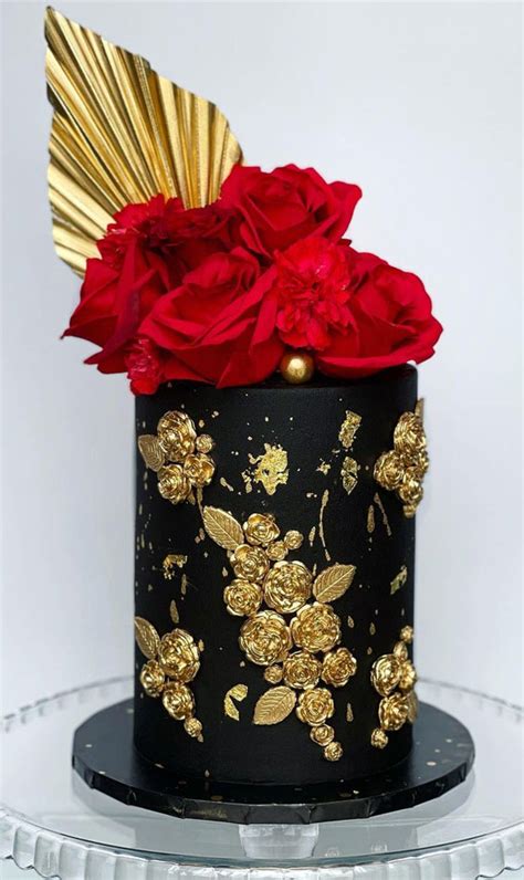 38 Beautiful Cake Designs To Swoon Black Cake Topped With Red Roses